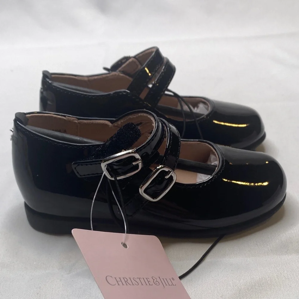 Christie & Jill Elegant Black‎ Patent Leather Kids Dress Shoes